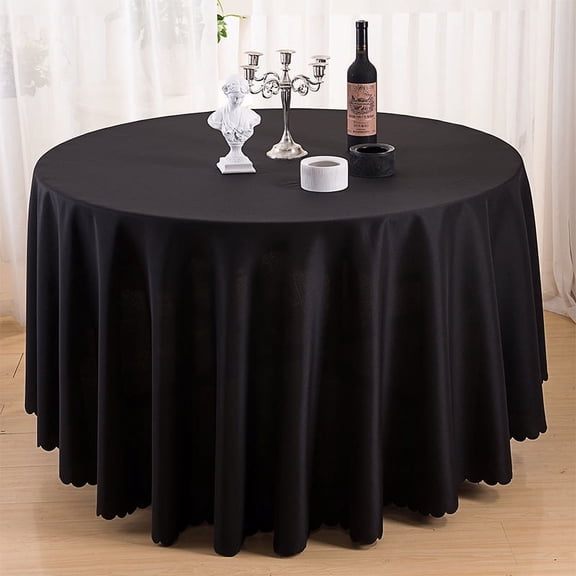 Wehilion Round Tablecloth 70 inch Stain and Water Resistant Table Cover for Kitchen Dining Room,Wedding Table Linens,Black