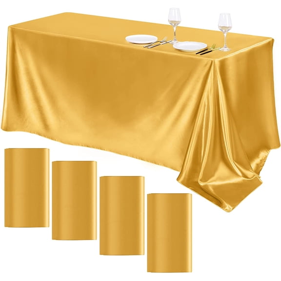 Wehilion Satin Tablecloth 102 x 58 Inch Overlay Satin Table Cover Rectangle Bright Silk Tablecloth Smooth Fabric Table Decoration for Wedding Banquet Party Events