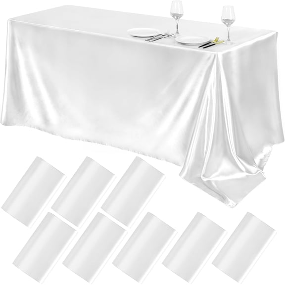 Wehilion Satin Tablecloth 102 x 58 Inch Overlay Satin Table Cover Rectangle Bright Silk Tablecloth Smooth Fabric Table Decoration for Wedding Banquet Party Events