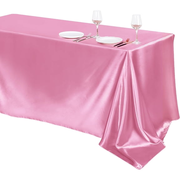 Wehilion Satin Tablecloth 102 x 58 Inch Overlay Satin Table Cover Rectangle Bright Silk Tablecloth Smooth Fabric Table Decoration for Wedding Banquet Party Events