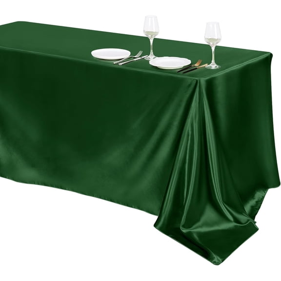 Wehilion Satin Tablecloth 102 x 58 Inch Overlay Satin Table Cover Rectangle Bright Silk Tablecloth Smooth Fabric Table Decoration for Wedding Banquet Party Events