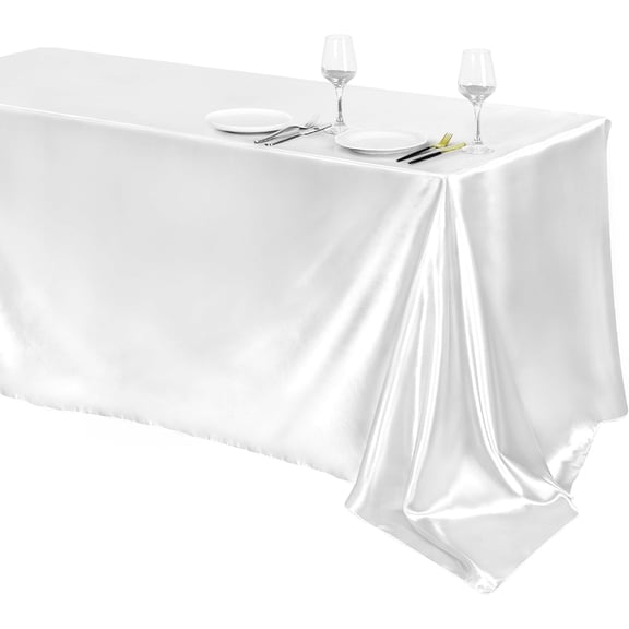 Wehilion Satin Tablecloth 102 x 58 Inch Overlay Satin Table Cover Rectangle Bright Silk Tablecloth Smooth Fabric Table Decoration for Wedding Banquet Party Events