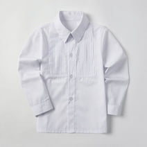 Wehilion School Uniform Boys Button Down Long Sleeve Solid Dress Shirt White 8