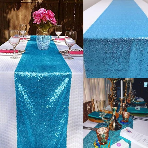 Wehilion Sequin Table Runner Glitter Dining Table Runner for Birthday Wedding Engagement Bridal Baby Shower Bachelorette Holiday Celebration Party Supplies Decorations