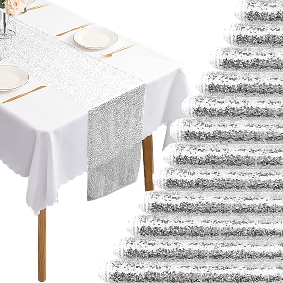 Wehilion Sequin Table Runner Glitter Dining Table Runner for Birthday Wedding Engagement Bridal Baby Shower Bachelorette Holiday Celebration Party Supplies Decorations