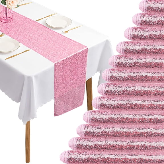 Wehilion Sequin Table Runner Glitter Dining Table Runner for Birthday Wedding Engagement Bridal Baby Shower Bachelorette Holiday Celebration Party Supplies Decorations