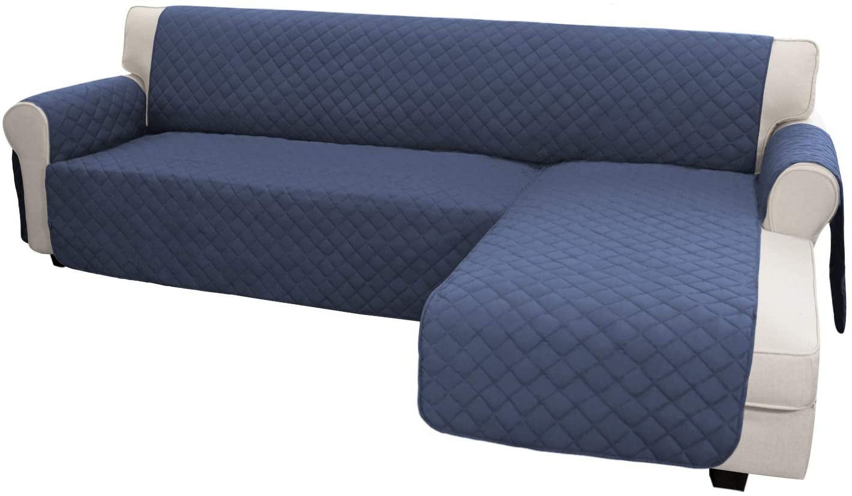 Wehilion Sofa Slipcover L Shape Sofa Cover Sectional Couch Cover Chaise Lounge Cover Reversible Sofa Cover Furniture Protector Cover for Pets Kids Children Dog Cat (Large, Light Blue/Light Blue)