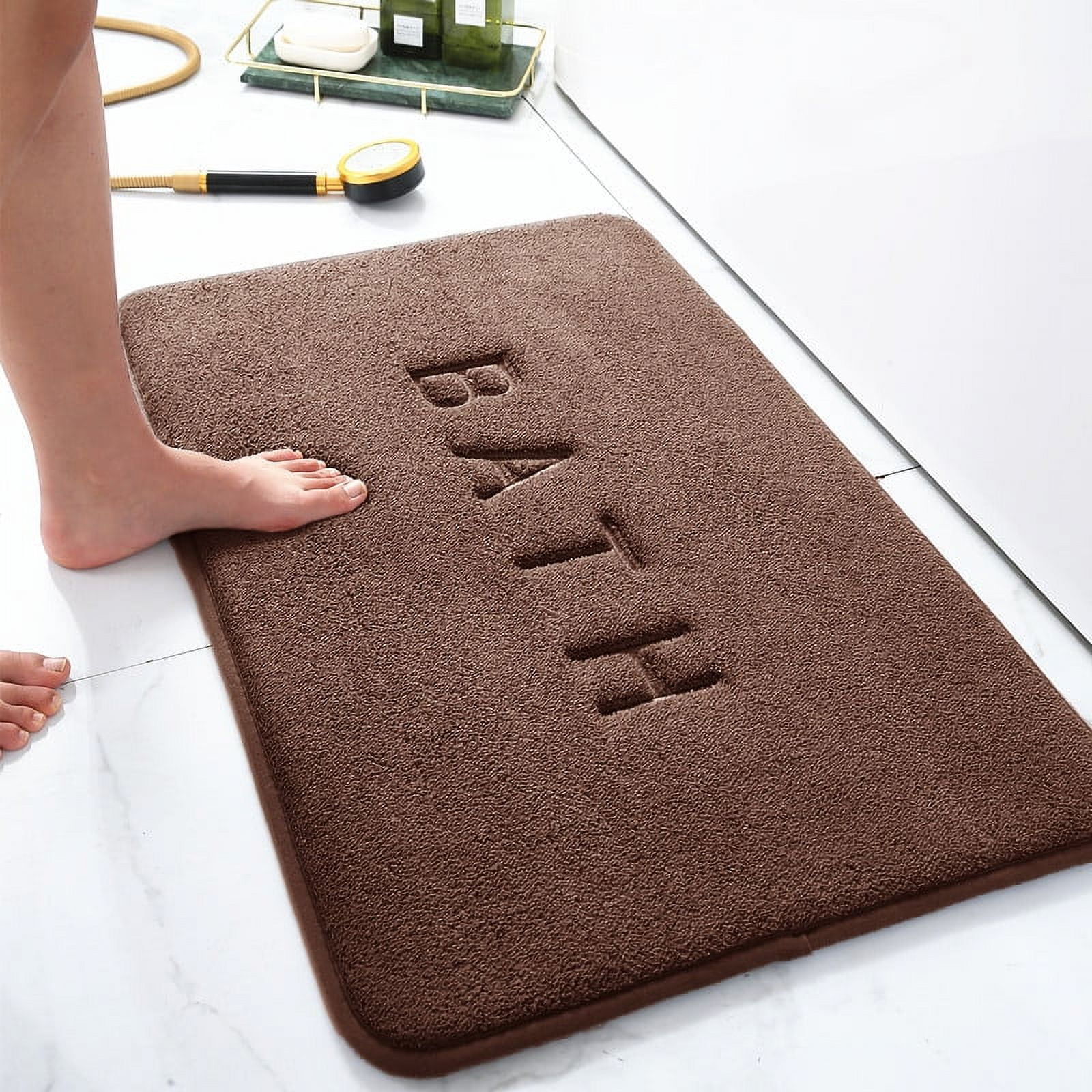Wehilion Soft Absorbent Bathroom Mat Rug and Bath Mat,Machine Washable Quick Dry Carpet, for Bath, Shower,Bedroom,Door Mat,(16"x24",Coffee)