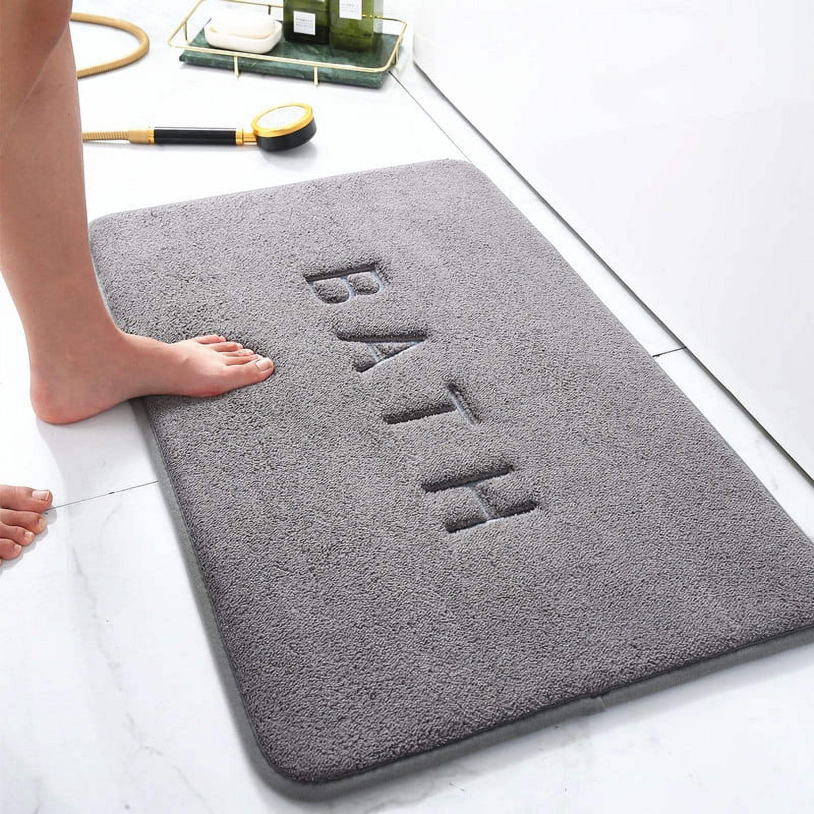 Wehilion Soft Absorbent Bathroom Mat Rug and Bath Mat,Machine Washable Quick Dry Carpet, for Bath, Shower,Bedroom,Door Mat,(20"x29",Light Grey)