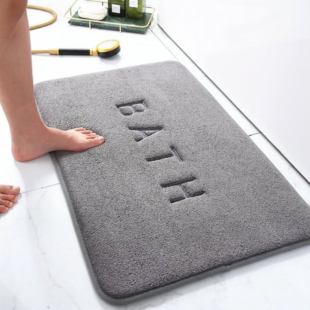 Wehilion Soft Absorbent Bathroom Mat Rug and Bath Mat,Machine Washable Quick Dry Carpet, for Bath, Shower,Bedroom,Door Mat,(20"x29",Light Grey)