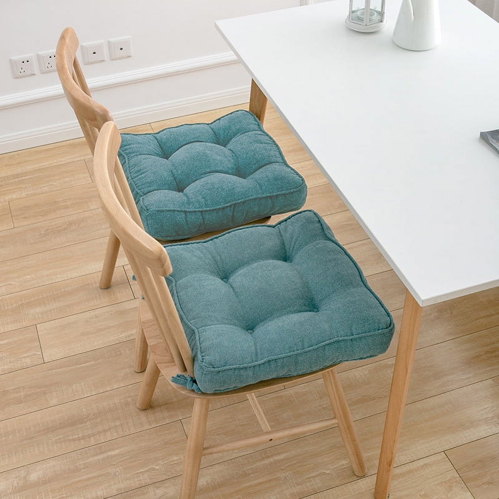 Wehilion Soft Non Slip Dining Kitchen Square Chair Cushion Seat Pads Dining Room Indoor Removable Blue 18 W x 18 L