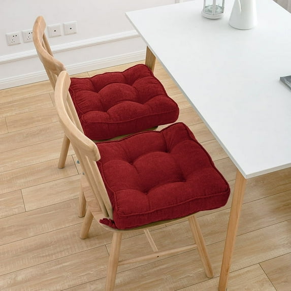 Wehilion Soft Non-Slip Dining Kitchen Square Chair Cushion Seat Pads Dining Room Indoor Removable Red,1-piece 18"W x 18"L