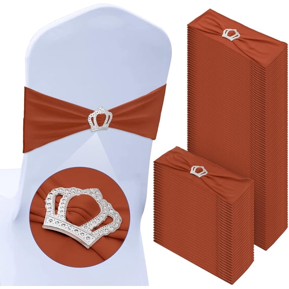 Wehilion Spandex Chair Sashes with Crown Buckle Spandex Stretch Chair Bands Cover Ties with Buckle Slider Chair Cover Band Chair Sashes Chair Cover Bands with Buckle,20/30/50/100pcs