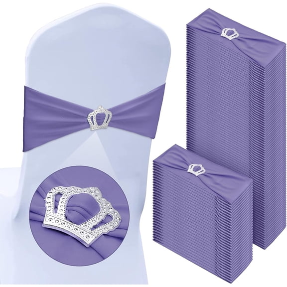 Wehilion Spandex Chair Sashes with Crown Buckle Spandex Stretch Chair Bands Cover Ties with Buckle Slider Chair Cover Band Chair Sashes Chair Cover Bands with Buckle,20/30/50/100pcs