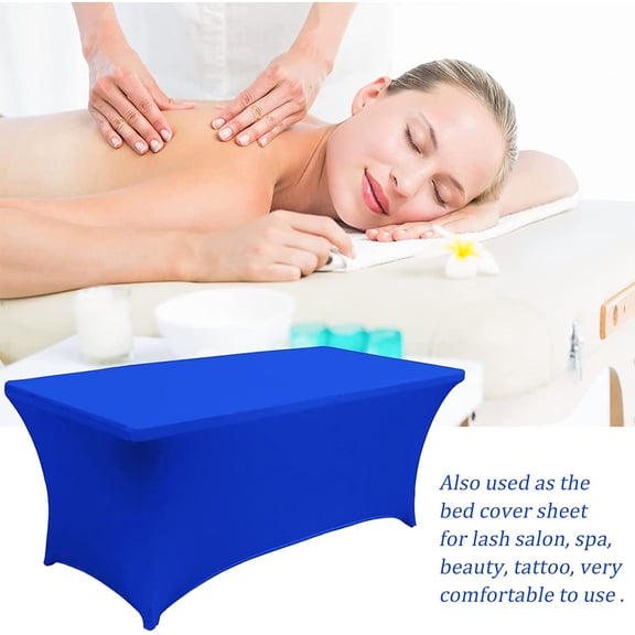 Wehilion Spandex Table Cover Table Cloth for Folding Tables Fitted Rectangular Tablecover Washable Wrinkle Resistant Polyester Stretch Tablecloth Protector for Wedding Banquet Party