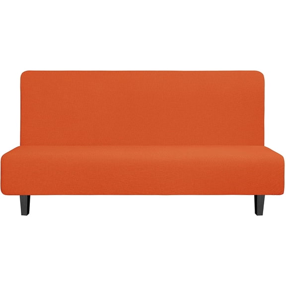 Wehilion Stretch Futon Slipcover Armless Futon Bed Cover Furniture Protector Without Armrests with Elastic Bottom for Kids, Soft Jacquard Fabric Small Checks (Large, Dark Gray)