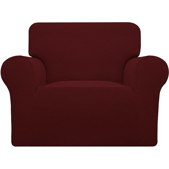 Wehilion Stretch Oversized Sofa Slipcover 1-Piece Sofa Cover Furniture Protector Couch Soft with Elastic Bottom for Kids, Polyester Spandex Jacquard Fabric Small Checks Christmas Red