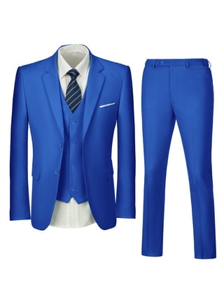 GENT WITH Men's Royal Blue 3 Piece Slim Fit Suit, Italian Designed
