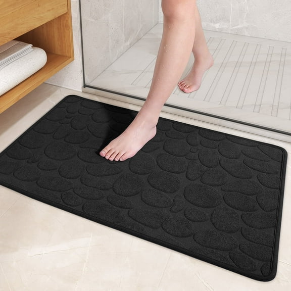 Wehilion Washable Bathroom Mat Shower Mat, Toilet rug, Water Absorption, Non Slip, Thick, Ultra Thin Bath Mats for Bathroom Floor Fit Under Door, Absorbent Bath Rug with Rubber Backing, Non Shedding