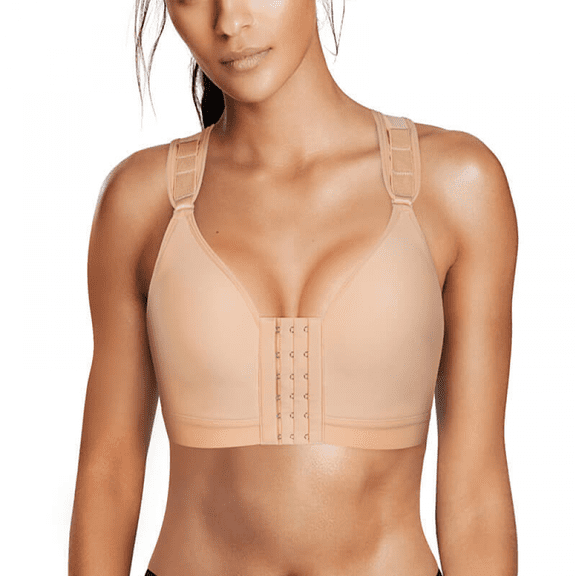 Wehilion Women Post Surgery Bra Front Closure Sport Bra Removable Pads Wirefree
