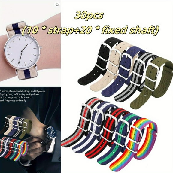 WeiDongzhuo 10 Pieces Nylon Watch Strap Military Replacement Band 18mm with Stainless Steel Buckle for Men Women