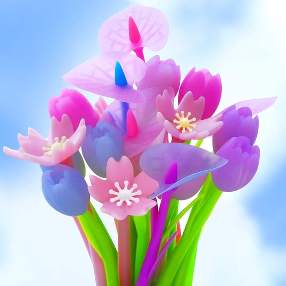 WeiDongzhuo Color Changing Flower Pens Colorful Gel Ink Ballpoint Rose Pens for Home Office Presents,18pcs