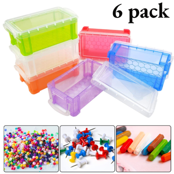 WeiDongzhuo Storage Box, Clear Plastic Storage Bin with Snap-On Lid, multicolor, 6 Count