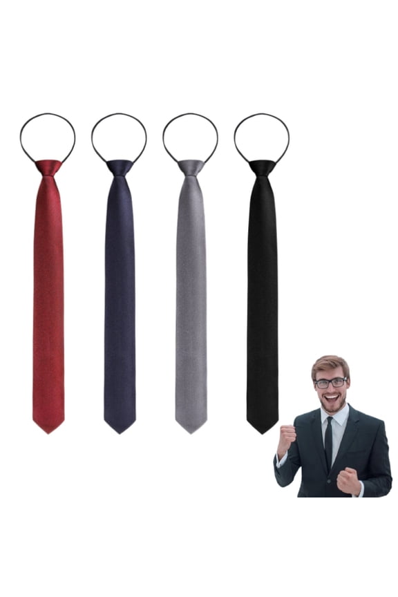 Zipper Ties for Men Adjustable Men's Pretied Neckties Zip on Tie for Men Daily Wear