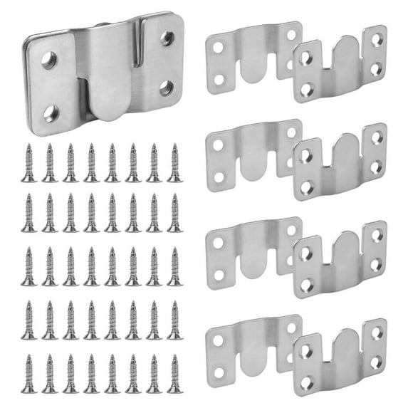 WeiLaiKeQi 10 Pieces Interlocking Flush Mount Bracket 2.1x1.1inch Picture Hanging Hooks Silvery