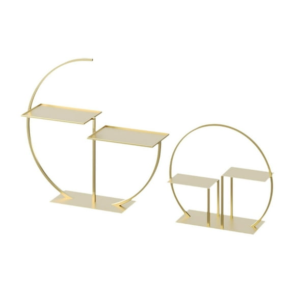 WeiLaiKeQi 2 Pieces Art Cake Stand Cookie Tray Dessert Tray for Birthday Pastry Candies Gold