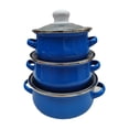 thumbnail image 1 of WeiLaiKeQi 3 Pieces Enamel Cooking Pots Stew Bean Simmer Pot Kitchen Household Cookware dark blue, 1 of 9