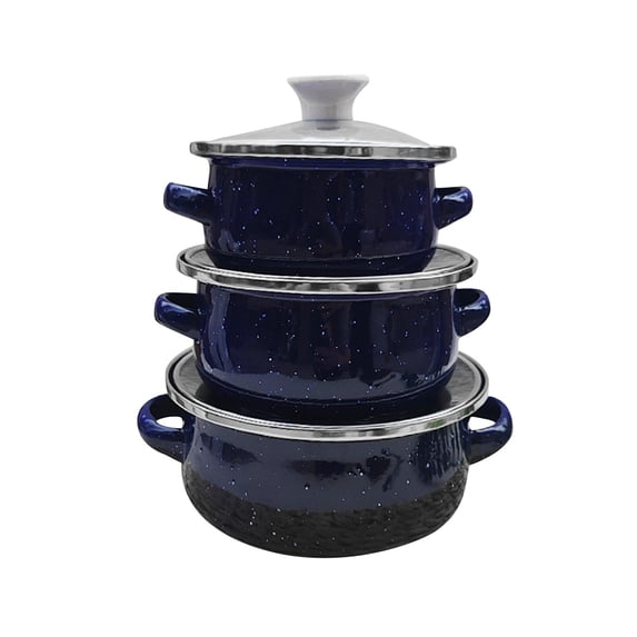 WeiLaiKeQi 3 Pieces Enamel Mini Pot Set Gifts Deep Double Handle Home ...