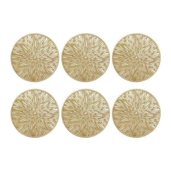 WeiLaiKeQi 6 Pieces 4" Drink Coasters Set Beverage Cup Pad for Office Home Dining Table Gold