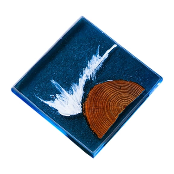 WeiLaiKeQi 6 Pieces Epoxy Resin Coaster Wooden Coasters Set for Coffee Table Party