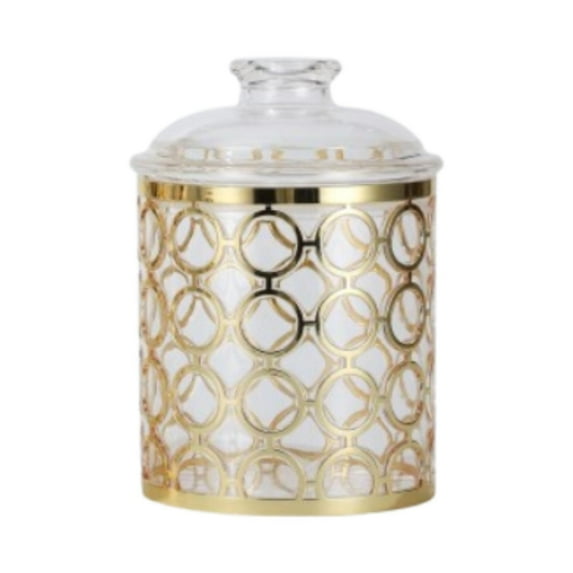 WeiLaiKeQi Airtight Food Storage Container Sealed Canister for Shelf Coffee Table Decor M Round Pattern