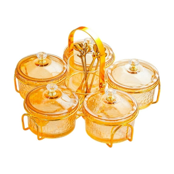 WeiLaiKeQi Appetizer Serving Tray Candy and Nut Dishes Multifunctional Luxury Snack Platter Divided Serving Tray for Dessert Fruit Party amber
