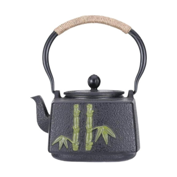 WeiLaiKeQi Cast Iron Teapot 1.2L Handle Chinese Tea Pot for Camping Tea House Household Bamboo pattern