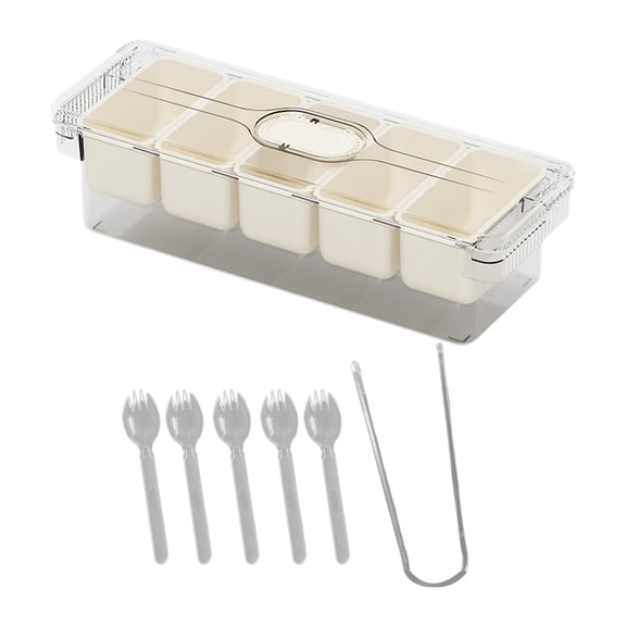 WeiLaiKeQi Clear Divided Serving Tray with Lid and Handle for Popcorn Nuts Dried Fruits 1 Box 1 Clip 5 Spoon