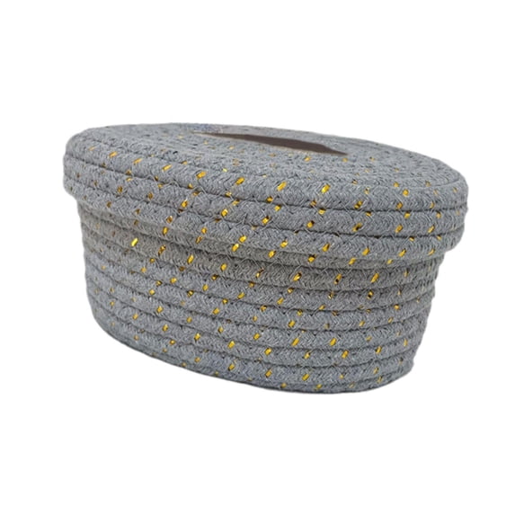 WeiLaiKeQi Cotton Rope Tissues Box Creative Tissue Dispenser for Office Counter Bedroom Grey