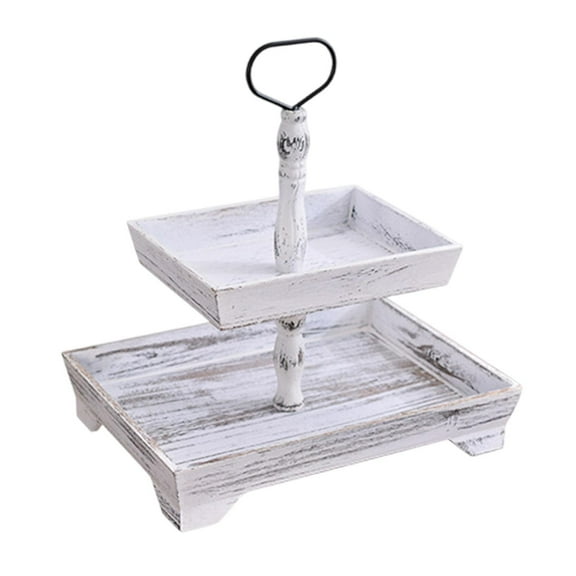 WeiLaiKeQi Cupcake Stand 2 Tier Wooden Snack Tray Dessert Stand for Party Kitchen Cakes