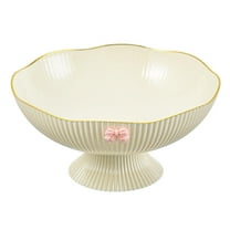 WeiLaiKeQi Decorative Pedestal Bowl Decor Snack Holder for Dinning Room Office Birthday Beige