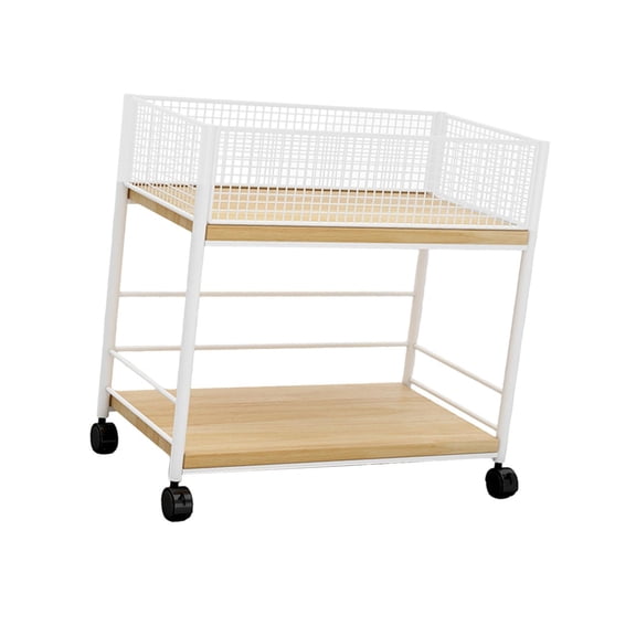 WeiLaiKeQi under Desk File Organizer Box Mesh Storage Shelf Holder Sturdy Compact Rack Multifunctional File Organizer for Bedroom Pantry white with wheel