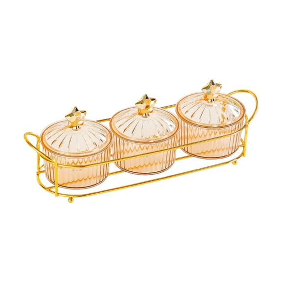 WeiLaiKeQi Dried Fruit Plate Appetizer Plate Food Storage Box Candy Nuts Dish with Lid Divided Serving Platter for Holiday 3 grids