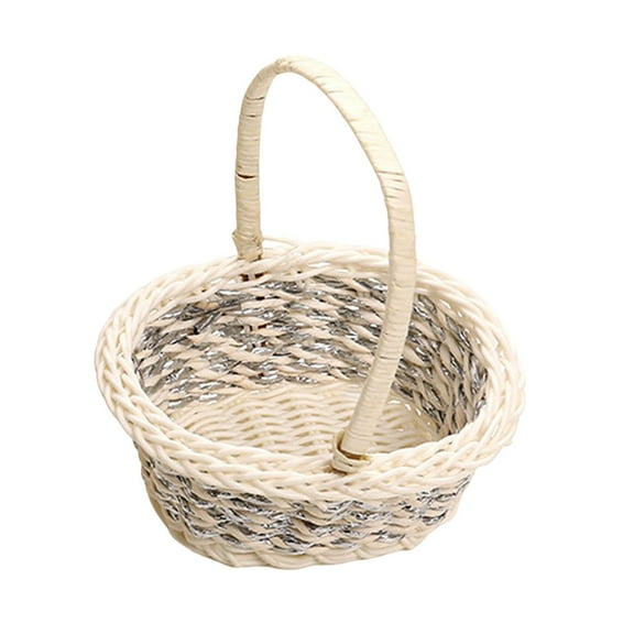 WeiLaiKeQi Flower Basket Portable Home Decoration Gathering Multipurpose Storage Basket Gray White