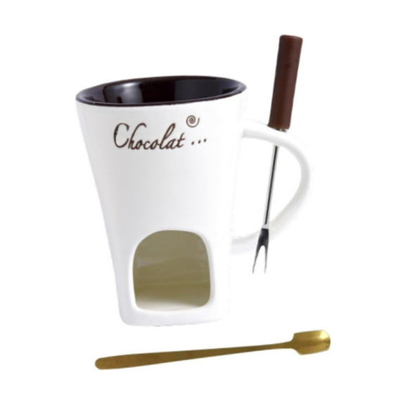 WeiLaiKeQi Fondue Pot Chocolate Melted Ceramic Hot Pot for Wedding Valentines Day Party White