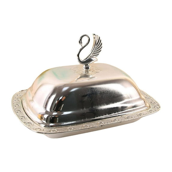 WeiLaiKeQi Food Serving Tray with Lid Storage Plate for Party Cookie Fruit argent