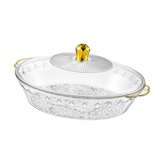 WeiLaiKeQi Fruit Bowl with Lid Container Decorative Dish for Kitchen Home Breakfast Tea clear 33.5x30.5x6cm