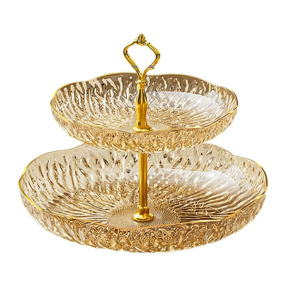 WeiLaiKeQi Fruit Plate Food Storage Organizer Cake Stand for Wedding Entertaining Snack 2 Tier