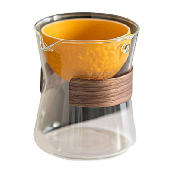 WeiLaiKeQi Glass Teapot 210ml Classic Rotating Heat Borosilicate Pot for Loose Leaf Tea clear orange