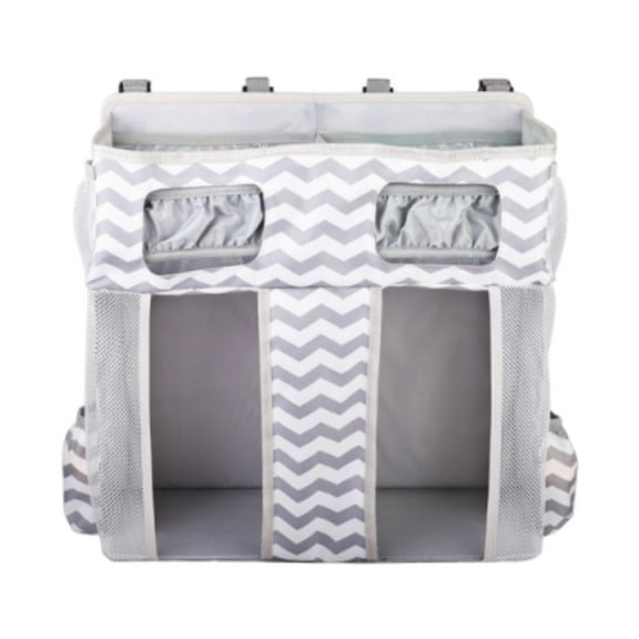 WeiLaiKeQi Hanging Diaper Organizer Spacious Changing Table Playard Baby Diaper Stacker Gray White Stripes